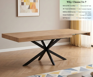 <span class=keywords><strong>Table</strong></span> <span class=keywords><strong>à</strong></span> <span class=keywords><strong>manger</strong></span> <span class=keywords><strong>extensible</strong></span> OKAY en MDF avec placage, base en métal noir en forme de X - Product Image 1