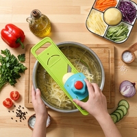 Mandoline 3-en-1 : Hachoir Manuel pour Légumes, Tranche Fine 1,7 mm, Tranche Moyenne 2,5 mm, en PP, Compatible Lave-Vaisselle, Gadget de Cuisine Professionnel