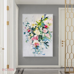 Arte <span class=keywords><strong>de</strong></span> pared pintado a mano moderno, venta <span class=keywords><strong>al</strong></span> por mayor, impresiones en lienzo, pinturas acrílicas, pintura <span class=keywords><strong>al</strong></span> óleo <span class=keywords><strong>de</strong></span> <span class=keywords><strong>flores</strong></span> rosas, cuadro <span class=keywords><strong>de</strong></span> decoración del hogar Floral - Product Image 2