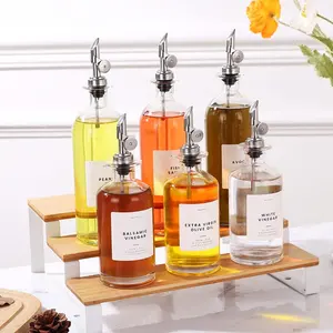 Oil Dispenser Bottle For Kitchen - Glass Oil Bottle Set - Oil and Vinegar  Dispenser - Refill Funnel & Pouring Spouts & Labels