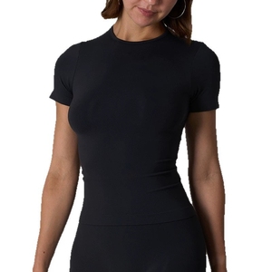 T-shirt casual da donna a maniche corte con scollo rotondo, tinta unita, basic, aderente - Produttore di <span class=keywords><strong>abbigliamento</strong></span> - Product Image 5