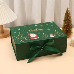 EVERWIN Christmas <b>Gift</b> Boxes With Ribbon Red Green Patterned Rigid Paperboard Folding Packaging <b>Box</b> For Holiday Festive <b>Presents</b> - Product Image 5