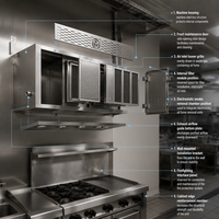 Hotte de ventilation commerciale de qualité hôtelière avec système d'extinction d'incendie, unité ESP intégrée pour lignes de cuisson multi-sites