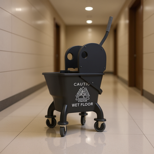 Carrito de limpieza con cubeta para mopa, de plástico, con 4 ruedas y asa, para limpieza de pisos - Product Image 2