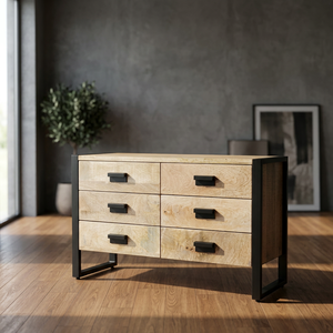 Meuble de salon en fer industriel et vintage, style farmhouse, écologique, avec plusieurs tiroirs pour le rangement - Product Image 3