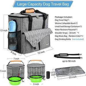 कुत्ते यात्रा बैग बहु समारोह के साथ खाद्य कंटेनर के साथ जेब बैग और बंधनेवाला कटोरा शामिल, पालतू यात्रा बैग - Product Image 4
