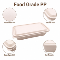 Boîte de rangement pour nouilles en plastique PP de qualité alimentaire, écologique, rectangulaire, réutilisable, avec couvercle, pour la cuisine, le restaurant, l'emballage alimentaire