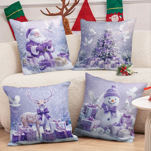 圣诞节。定制印花枕套。靠垫套。舒适。很漂亮。可爱。舒适。多才多艺。家。沙发。户外。酒店。 - Product Image 1
