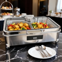 304 Edelstahl Restaurant Buffet Chafing Dish Volle Größe 9L Hydraulisch Elektrisch Manuelle Temperaturregelung 85-100°C Buffet