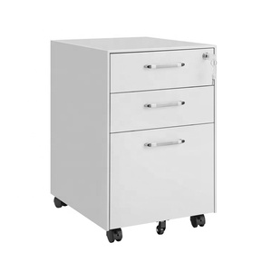 خزانة معدنية متحركة بثلاثة أدراج، طاولة جانبية متحركة، وحدة تخزين مكتبية متنقلة مع حامل أقلام، خزانة ملفات متحركة - Product Image 1