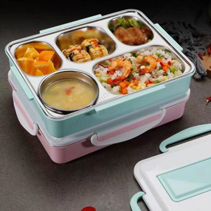 กล่องข้าวพกพา Syh688 แบบขายส่ง มี 5 ช่อง ทำจากสแตนเลส 304 สำหรับบรรจุอาหาร ใช้ในสำนักงานหรือโรงเรียน - Product Image 5