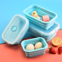 <strong>Best</strong> Sales BPA Free Collapsible Silicone Lunch Box Folding Bento Food Grade Silicone Food Container with Lids for Camping Child