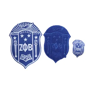 Большой размер Zeta Phi Beta щит нашивка синий 1920 Zeta Crest синель нашивка