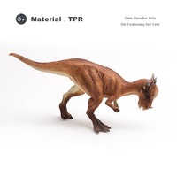 28CM Longueur Respectueux De L'environnement Matériau Souple 3D En Caoutchouc TPR Pachycephalosaurus Modèle Dinosaure Jouets Avec Boîte En Cristal