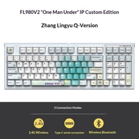 Clavier de jeu sans fil ergonomique FL ESPORTS FL980 V2 97 98 touches, tri-mode BT, interrupteurs Kailh, hot-swappable, RGB, touches PBT