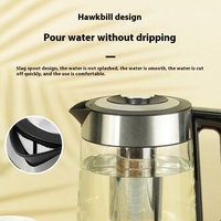 Bouilloire électrique sans fil 2,0 L en verre borosilicate avec contrôle numérique de la température, ébullition rapide, arrêt automatique, pour usage hôtelier