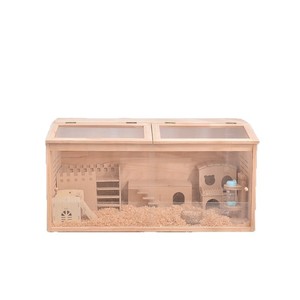 Jaula de Madera para Hámster, Rectangular, de Madera Maciza, Duradera para Interiores, Color Natural - Product Image 5