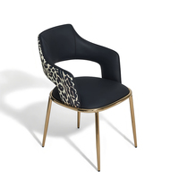 Chaise de salle à manger moderne italienne de luxe en acier inoxydable, chaise de restaurant en cuir imprimé léopard, personnalisable pour la maison et l'hôtel