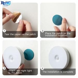 ضوء ليلي لاسلكي قابل لإعادة الشحن عبر USB مع مستشعر حركة LED وغطاء أبيض بتصميم عصري للاستخدام في غرف النوم السكنية - Product Image 3