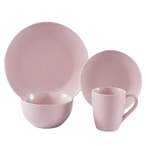 16-Piece Stoneware Warna Glaze Makan Set Peralatan Dapur dan Rumah Tangga