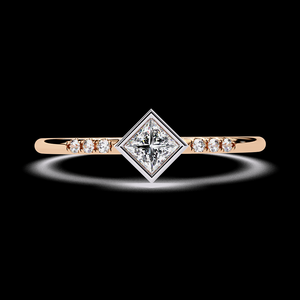 Anillo de Compromiso de Diamante Natural con Corte Princesa en Oro Sólido de 14K, Anillo de Novia Clásico con Diseño de Lujo - Product Image 3