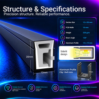 Bande LED néon flexible en silicone noir 12x20mm, éclairage latéral à 120 degrés pour profilés en aluminium, éclairage architectural intérieur