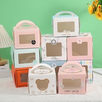 Boîte à gâteau rectangulaire portable avec fenêtre, en stock, emballage de pâtisserie couleur bonbon, boîte à emporter transparente épaissie, Fête de la Mi-Automne