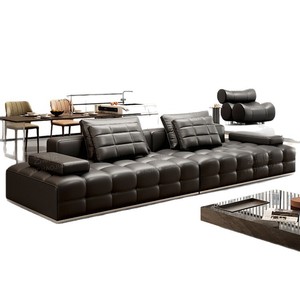 Nuevo Sofá Italiano Minimalista de Cuero de Grano Completo 2026 para Sala de Estar Amplia - Product Image 2