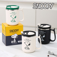 Mug de bureau en acier inoxydable 304 avec couvercle, design de dessin animé, tasse à café et à eau pour cadeau de couple