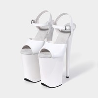 Chaussures de pole dance personnalisées de 9 pouces en cuir PU à bout ouvert avec plateforme et talons pour l'entraînement de pole fitness et les spectacles sur scène OEM