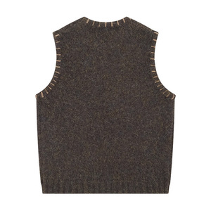 <span class=keywords><strong>Gilet</strong></span> in maglia di cotone <span class=keywords><strong>marrone</strong></span> con ricamo cartoon per <span class=keywords><strong>donna</strong></span>, capospalla autunnale corto, streetwear, vestibilità ampia, perfetto per la stratificazione - Product Image 2