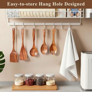 Offre Spéciale : Ustensiles de cuisine polyvalents en bois de teck écologique, faciles à nettoyer, de qualité alimentaire, compatibles lave-vaisselle, avec pinces pour la cuisson - Product Image 2