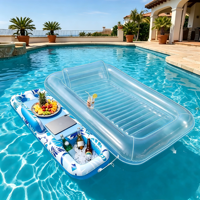 Piscine gonflable durable pour bronzage, transat de bain de soleil en PVC avec glacière intégrée, étagère flottante portable pour lac, plage, camping