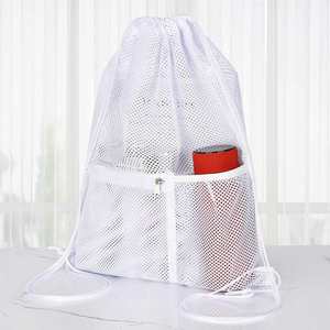 Custom logo Mesh <b>Drawstring</b> <b>Backpack</b> Bag Net Back Pack Multifunction Mesh Bag for Swimming Athletic Gym Beach - Product Image 6