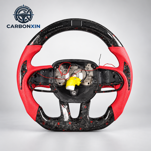 Volant en cuir avec fibre de carbone forgée pour Dodge Challenger SRT Charger Durango 2018 2019 2020 2021 2022 2023 2024 2025 - Product Image 1
