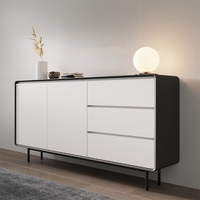 Buffet moderne Buffet Serveur Armoire Salle À Manger Console Table De Rangement Côté Armoire En Acier Inoxydable Salon Armoire