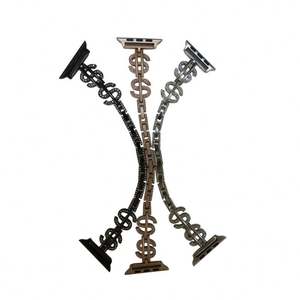 Pulsera con correa de metal a la moda para mujer, abalorio de dólar con diamante ciego para Apple Watch - Product Image 4