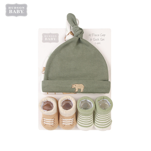 Sombrero de bebé de alta calidad, conjunto de 4 piezas con nudo, conjunto de 2 piezas, conjunto de sombrero anudado y calcetines, marca reconocida Kennedy - Product Image 4