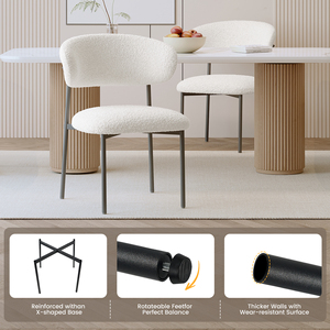 Silla de Comedor Moderna, Ecológica, Impermeable, Tapizada, con Patas de Metal, Asiento y Respaldo de Gamuza Blanca, para Hogar u Oficina - Product Image 3
