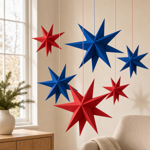 Decorazioni Natalizie Sunbeauty: Stelle di Carta Rosse, Blu e Verdi da Appendere, Ornamenti per Feste e Centri Commerciali - Product Image 1