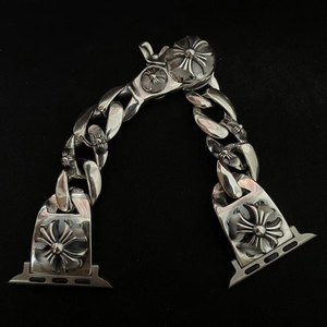 Bracelet de montre connectée Apple <span class=keywords><strong>Chrom</strong></span> Heart en alliage de cuivre de luxe, boucle 20 mm, pour hommes et femmes, plaqué argent, vintage, étanche, punk, croix, cadeau - Product Image 5