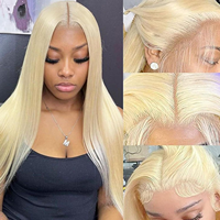 Perruque HD Lace 100% cheveux humains blonds avec cordon de serrage 13x4, cheveux vierges vietnamiens non traités 613 lisses pour femmes noires