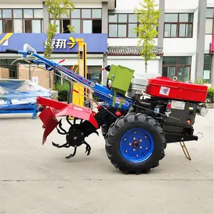 농업 소형 회전 경운기 쟁기 해로우 머신 12hp 15hp 18hp 2 휠 농장 워킹 트랙터