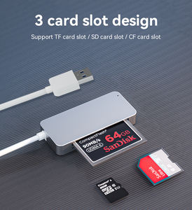 Lector de Tarjetas SD/TF/CF Externo Portátil USB 3.0 Tipo C con <span class=keywords><strong>Carcasa</strong></span> de Aluminio <span class=keywords><strong>para</strong></span> PC/Mac y Soporte <span class=keywords><strong>para</strong></span> Múltiples Discos - Product Image 1