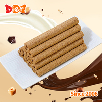 Vente en gros de bonbons Marque privée personnalisée Biscuits halal croustillants Bâton Avoine Lait Chocolat Rouleau Soufflé Gaufrette Biscuit OEM/ODM