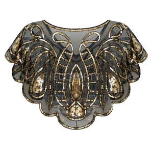Púrpura Negro Dorado 1920s Chal Envolturas Lentejuelas Con Cuentas Noche Capa Nupcial Chal Bolero Flapper Cover up Ecoparty - Product Image 2