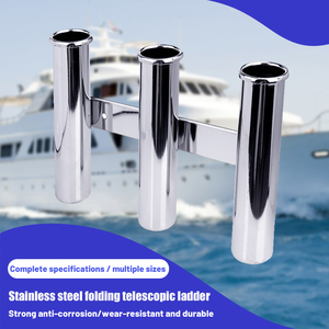 Support <span class=keywords><strong>de</strong></span> canne à pêche triple à 4 tubes en acier inoxydable 316, support <span class=keywords><strong>de</strong></span> canne à pêche vertical multi-usage, style mural pour bateau, yacht - Product Image 4