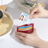 Porte-cartes ultra-fin en cuir véritable pleine fleur avec plusieurs emplacements, étui compact et simple pour cartes de crédit et de visite pour femme