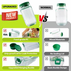 Custom Logo Salad Pod Vertical Layering Salad PodBuilt Detachable Design <b>Clear</b> Food Storage <b>Container</b> with Green Screw on Lid - Product Image 5