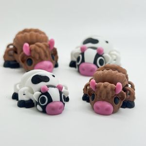 Mini figurines de vache en plastique, mignonnes, à collectionner, échelle 1/12, figurines d'animaux Kawaii, cadeau pour adolescents - Product Image 2